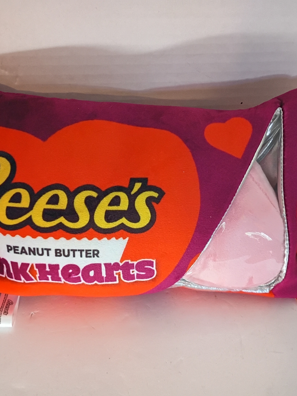 Reese's Peanut Butter Pink Hearts Plush Advertising Pillow Candy Theme